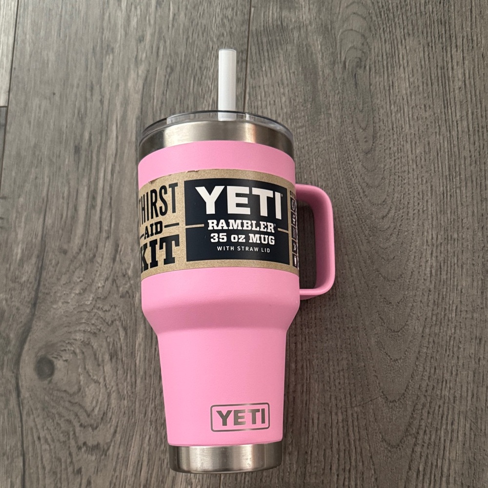New! YETI Pink Rambler 35 oz Tumbler with Straw Lid